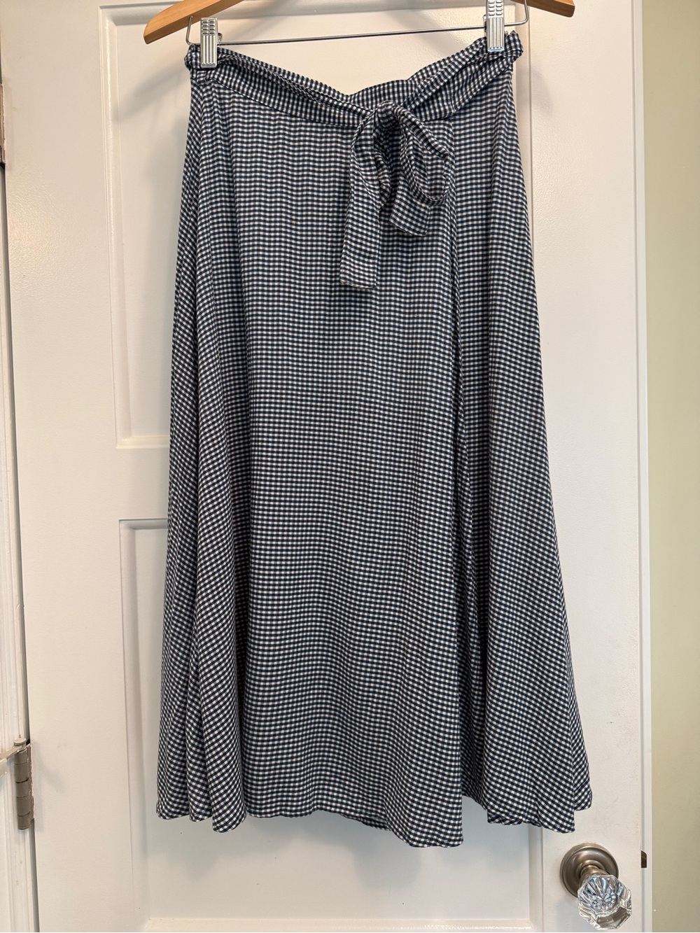 American Apparel blue gingham wrap skirt, size M/L